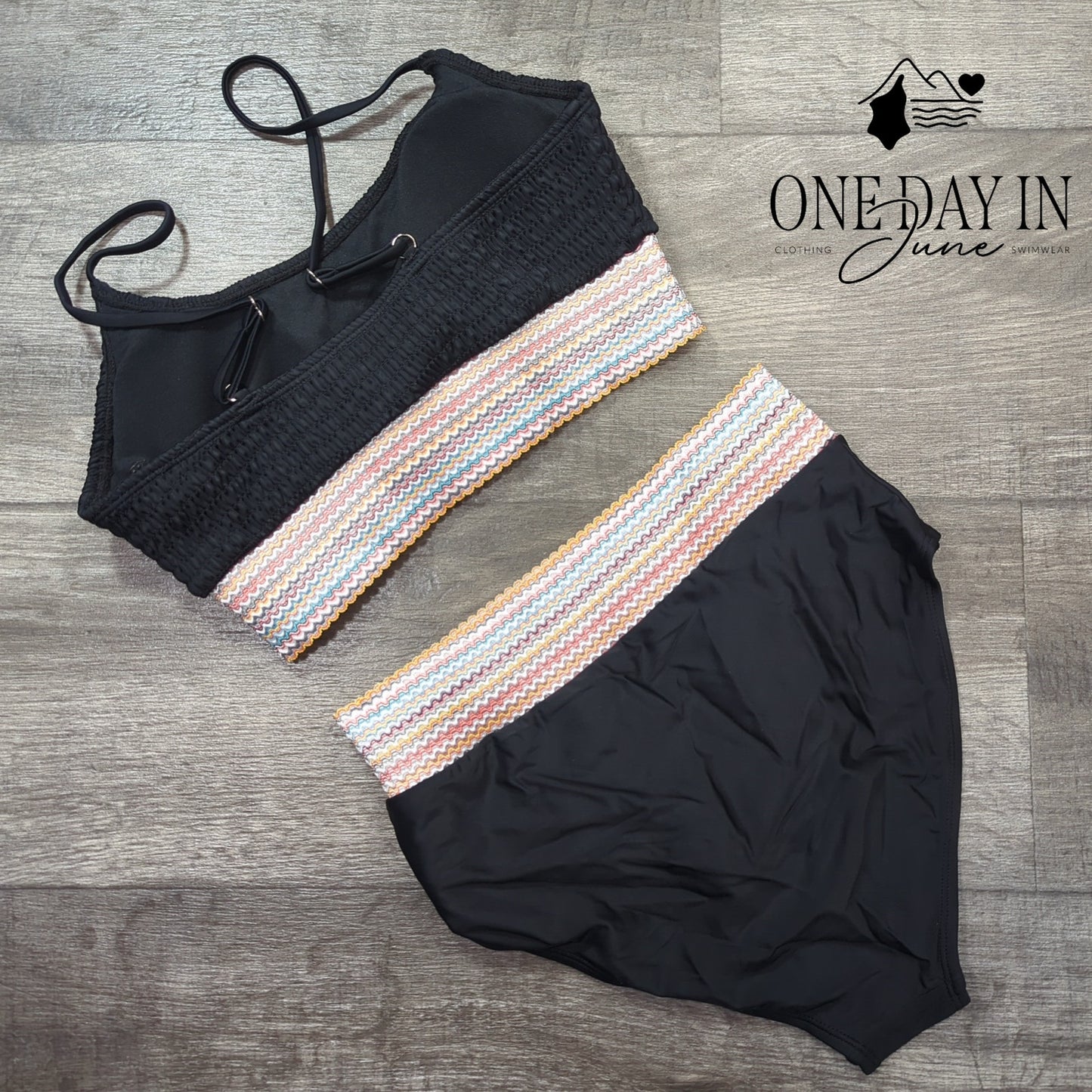 Blooming Jelly Textured Top Bikini Swimsuit Size S