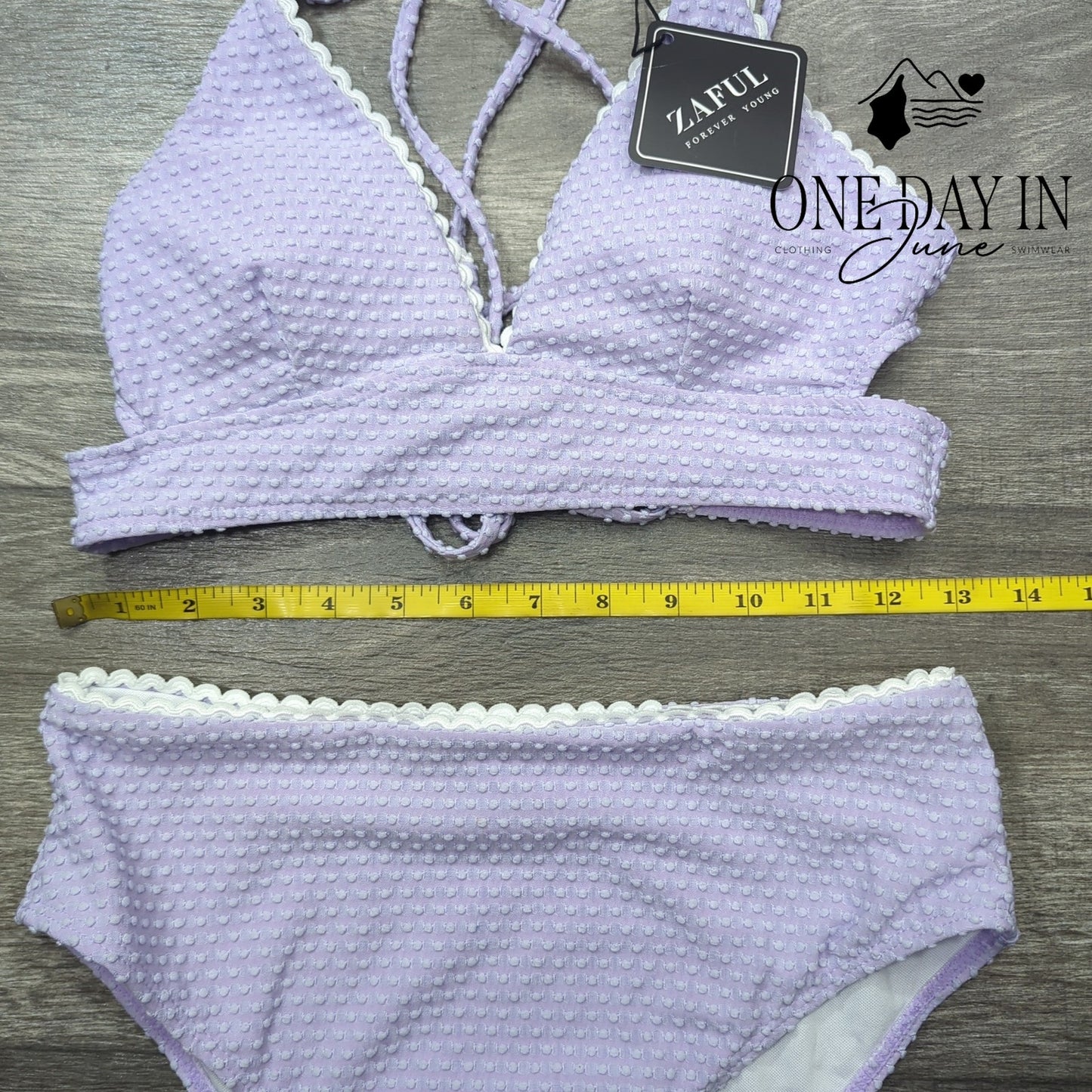 Zaful Textured Strppy Back Bikini Swimsuit Size S