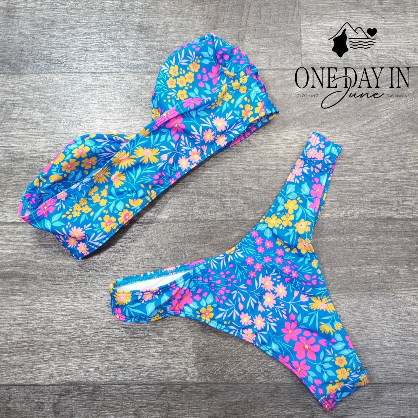 MakeMeChic Double Knot Bandeau Bikini Swimsuit Size L