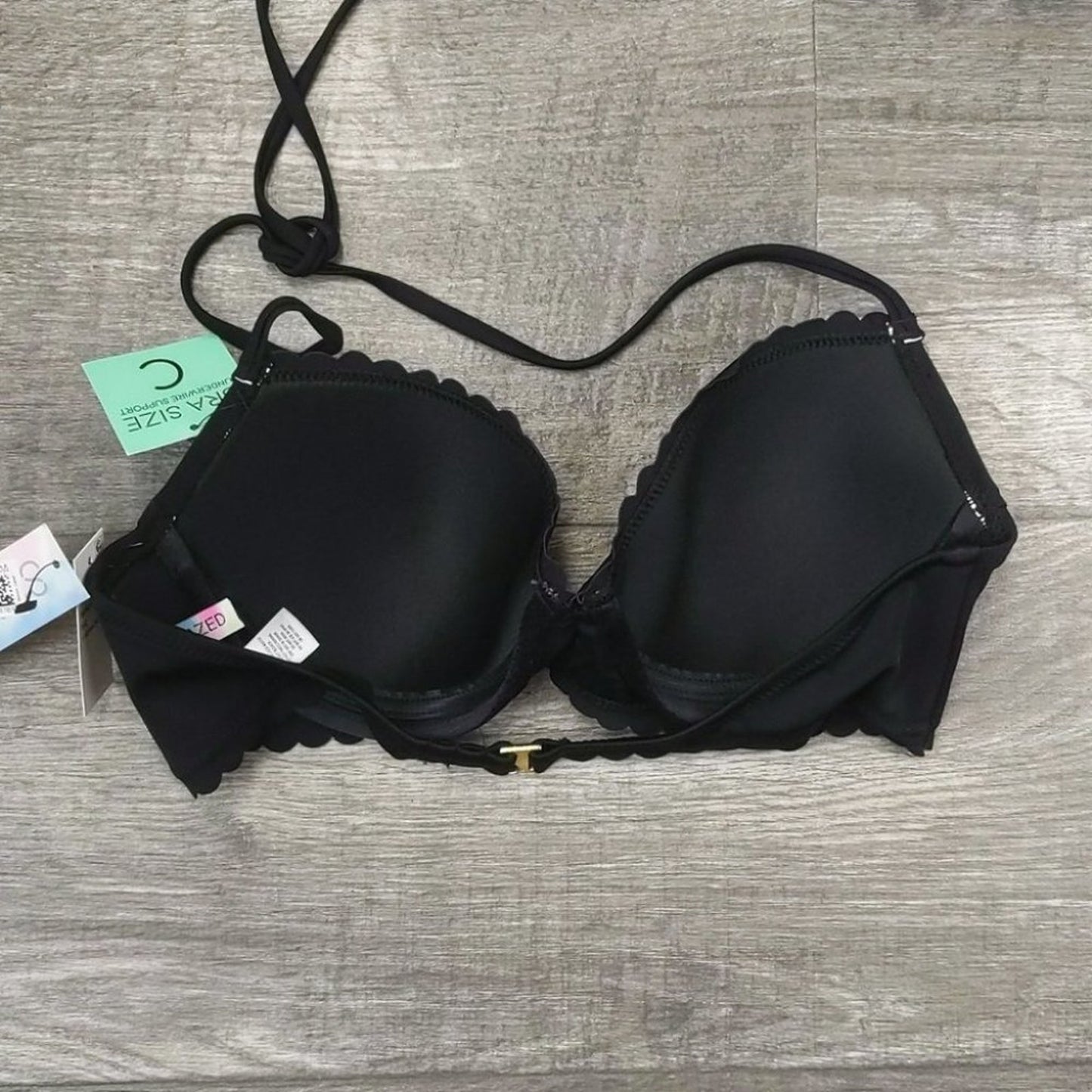 SunDazed Halter Scalloped Bikini Top Size 34C