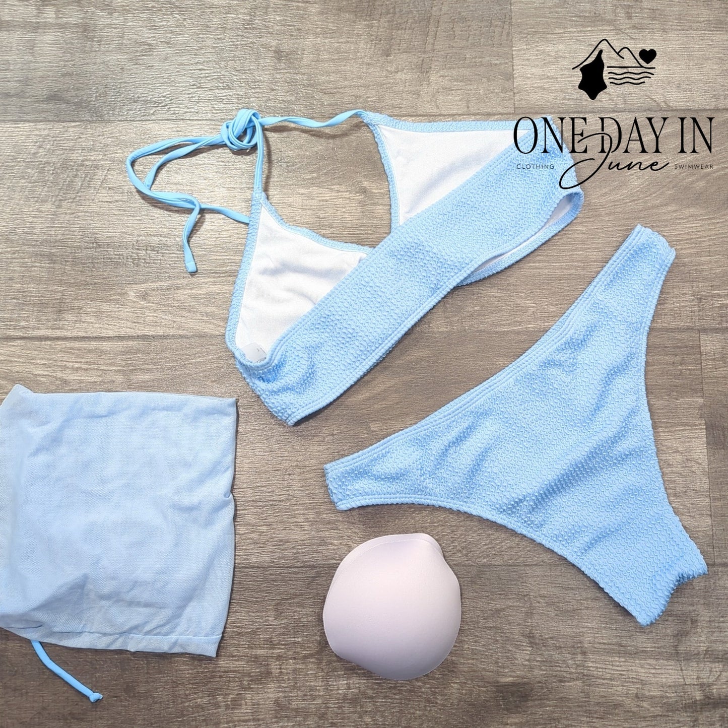 Aleumdr Smocked Ring 3 Piece Bikini Swimsuit Size L