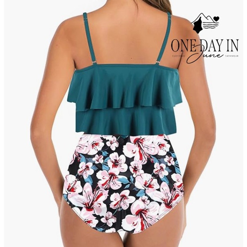 Tempt Me Plus Size Tummy Control High Waist Flounce Bikini Swimsuit Size XXL