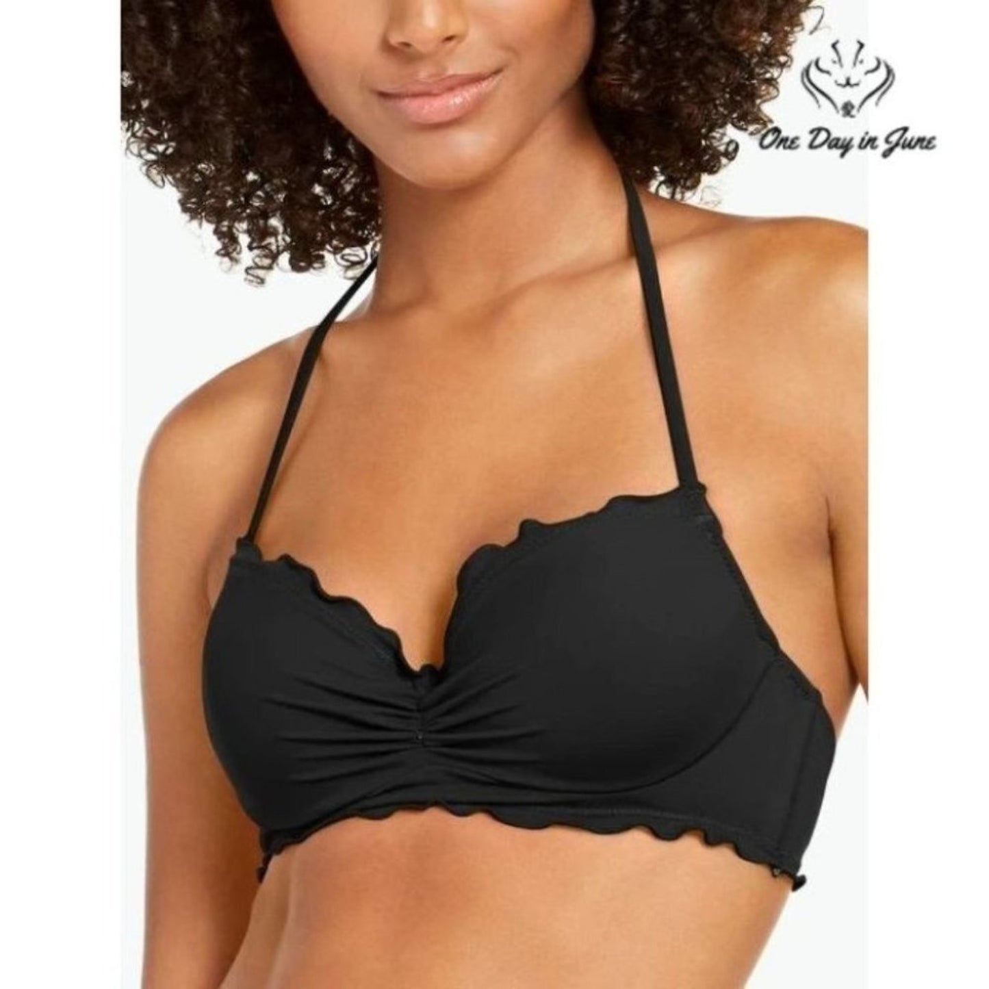 SunDazed Halter Scalloped Bikini Top Size 34C