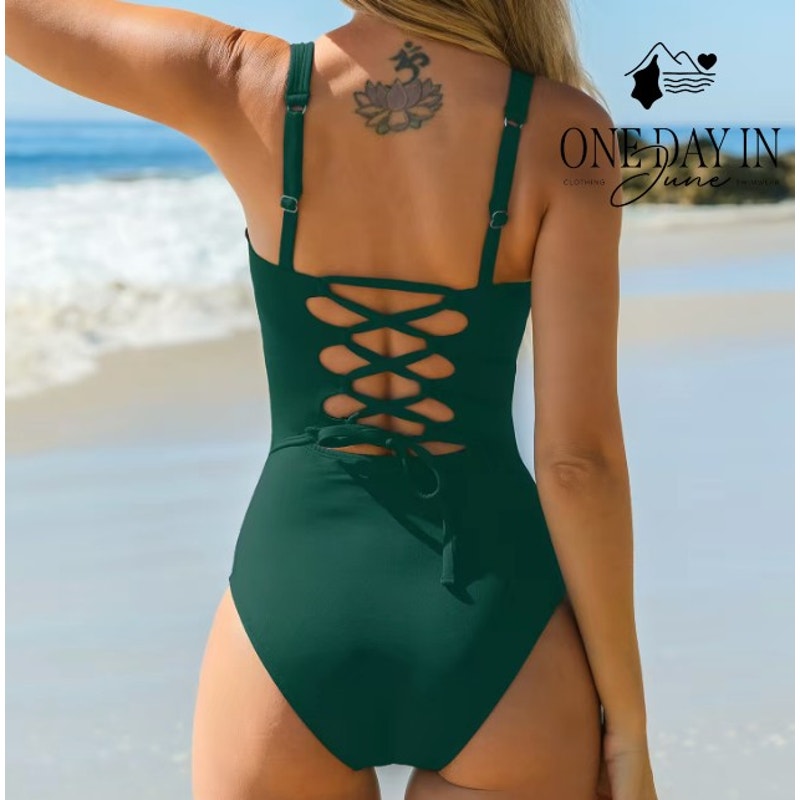 Cupshe Slim & Sculpt Lace Up Back One Piece Swimsuit Size XS