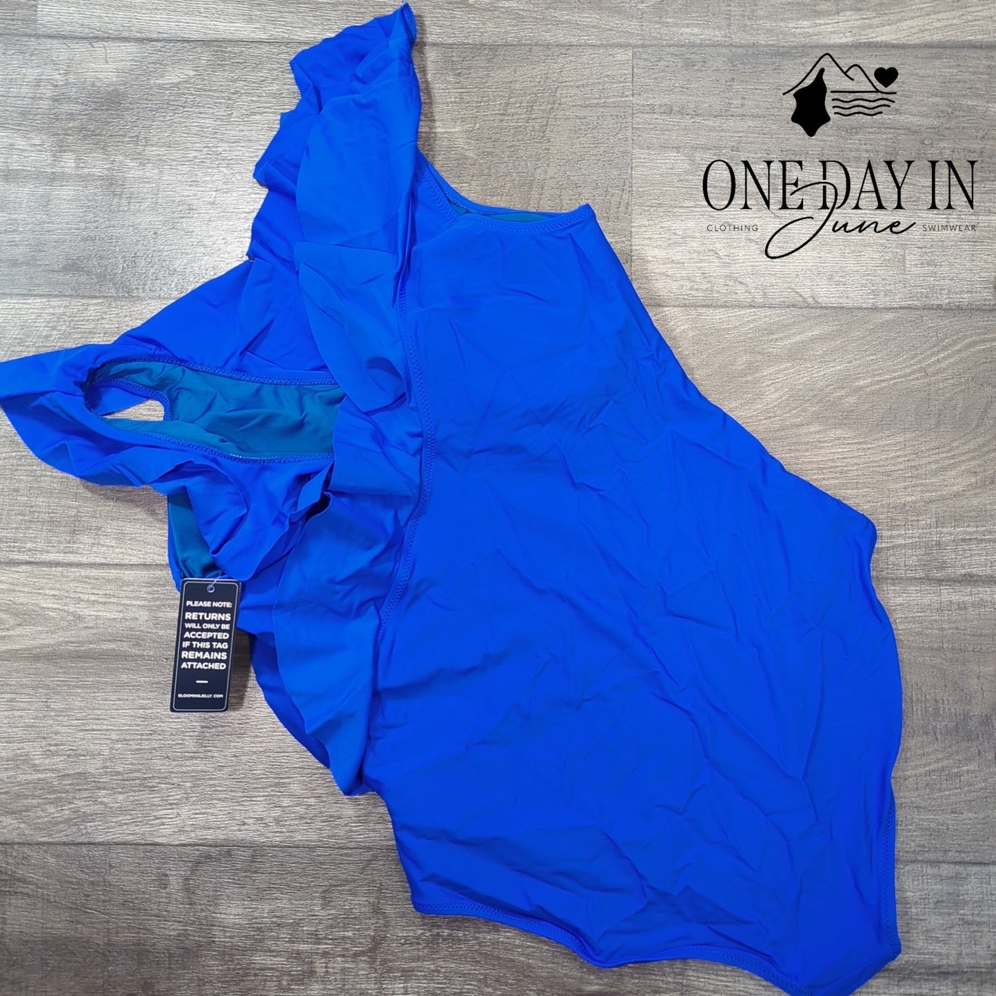 Blooming Jelly Ruffle Shoulder One Piece Swimsuit Size XL