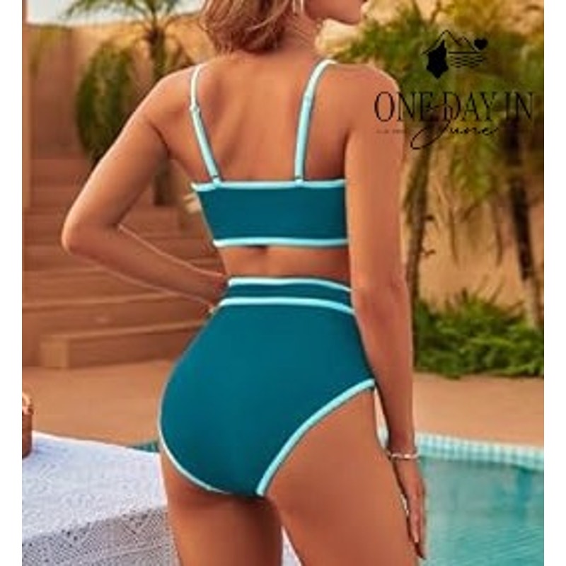 Blooming Jelly Knot Front High Waist Bikini Swimsuit Size L