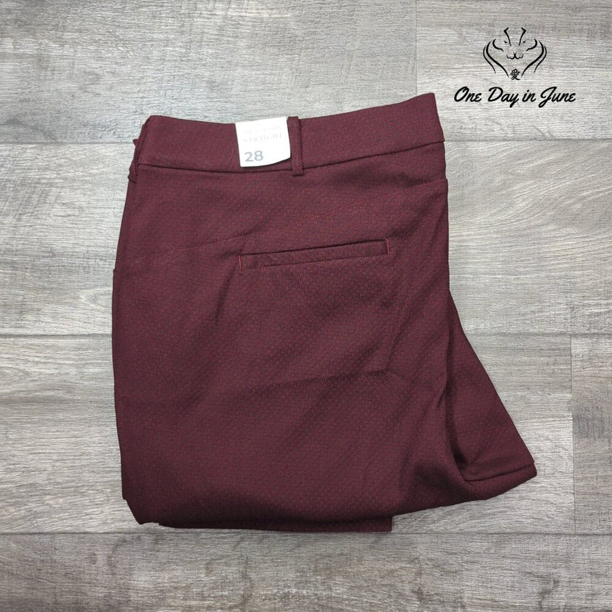 Lane Bryant 4 Season Straight Leg Pants Burgundy Print Stretch NWT Size 28