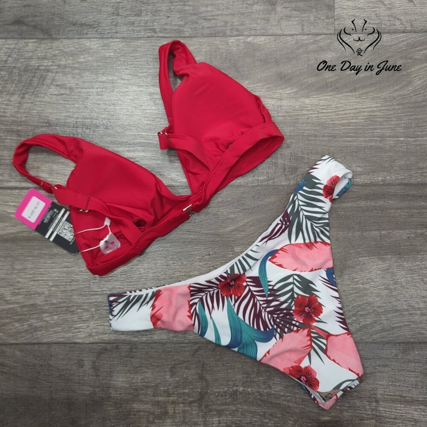 Shekini V Neck Floral Bikini Swimsuit Size S