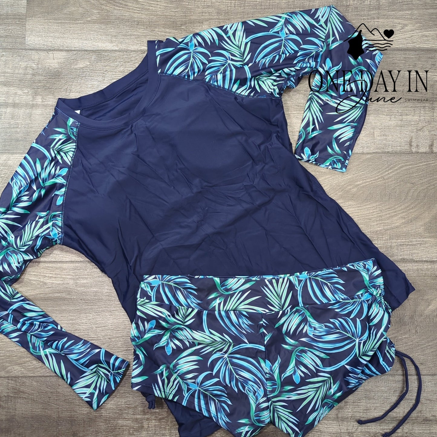Lopie Long Sleeve Rashguard Boyshort Bikini Swimsuit Size XXL
