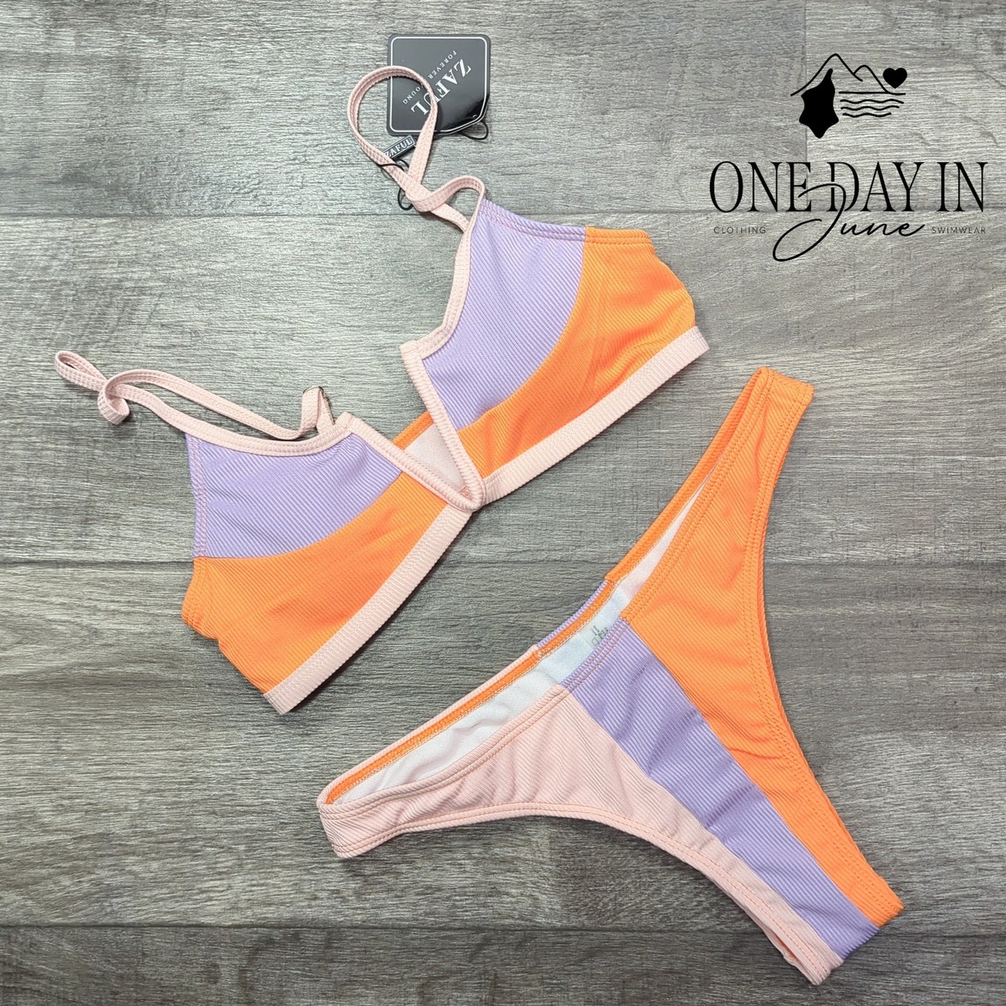 Zaful V Wire Colorblock Bikini Swimsuit Size S