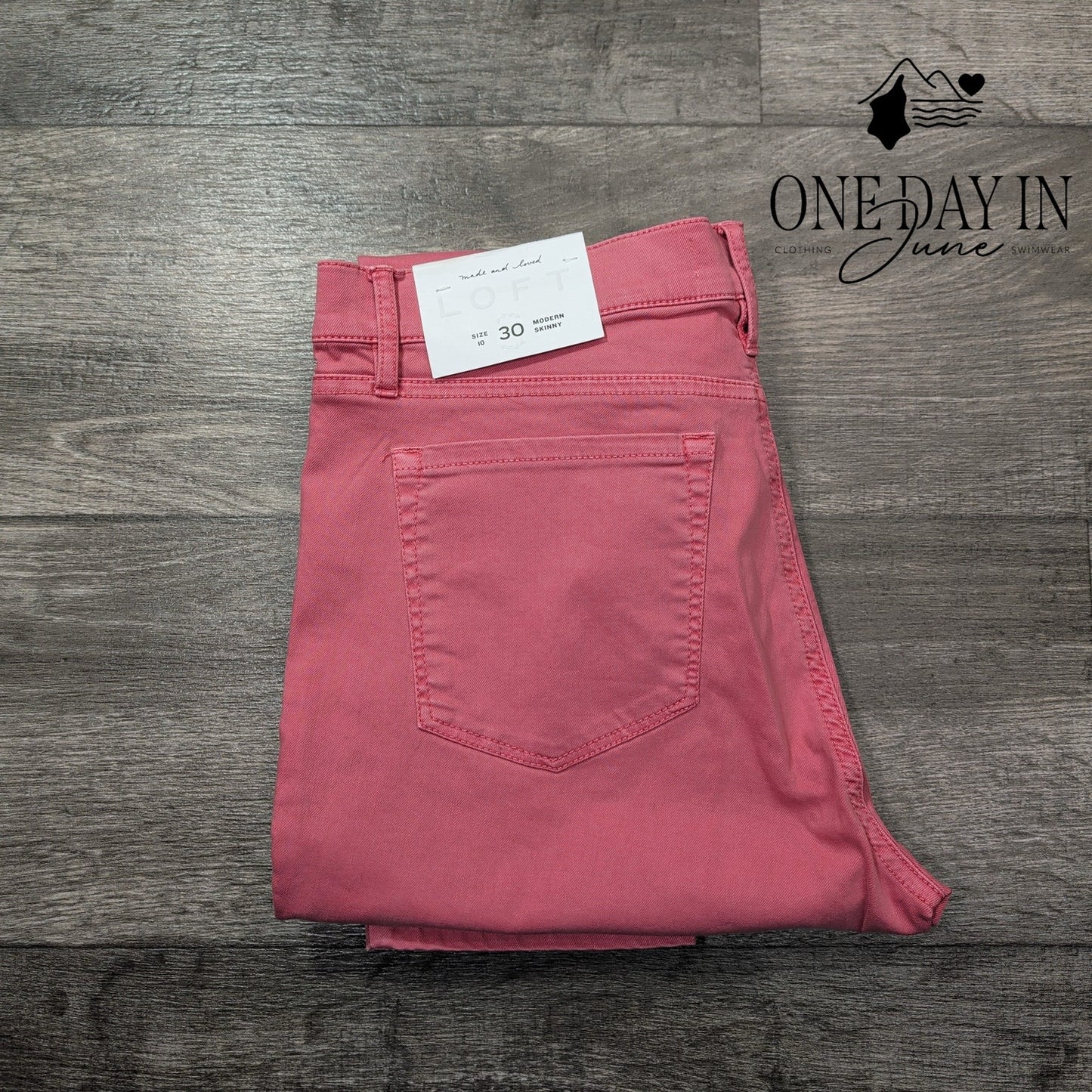 Loft Modern Skinny Jeans Pink Coral Stretch Denim NWT $69.50 Size 10