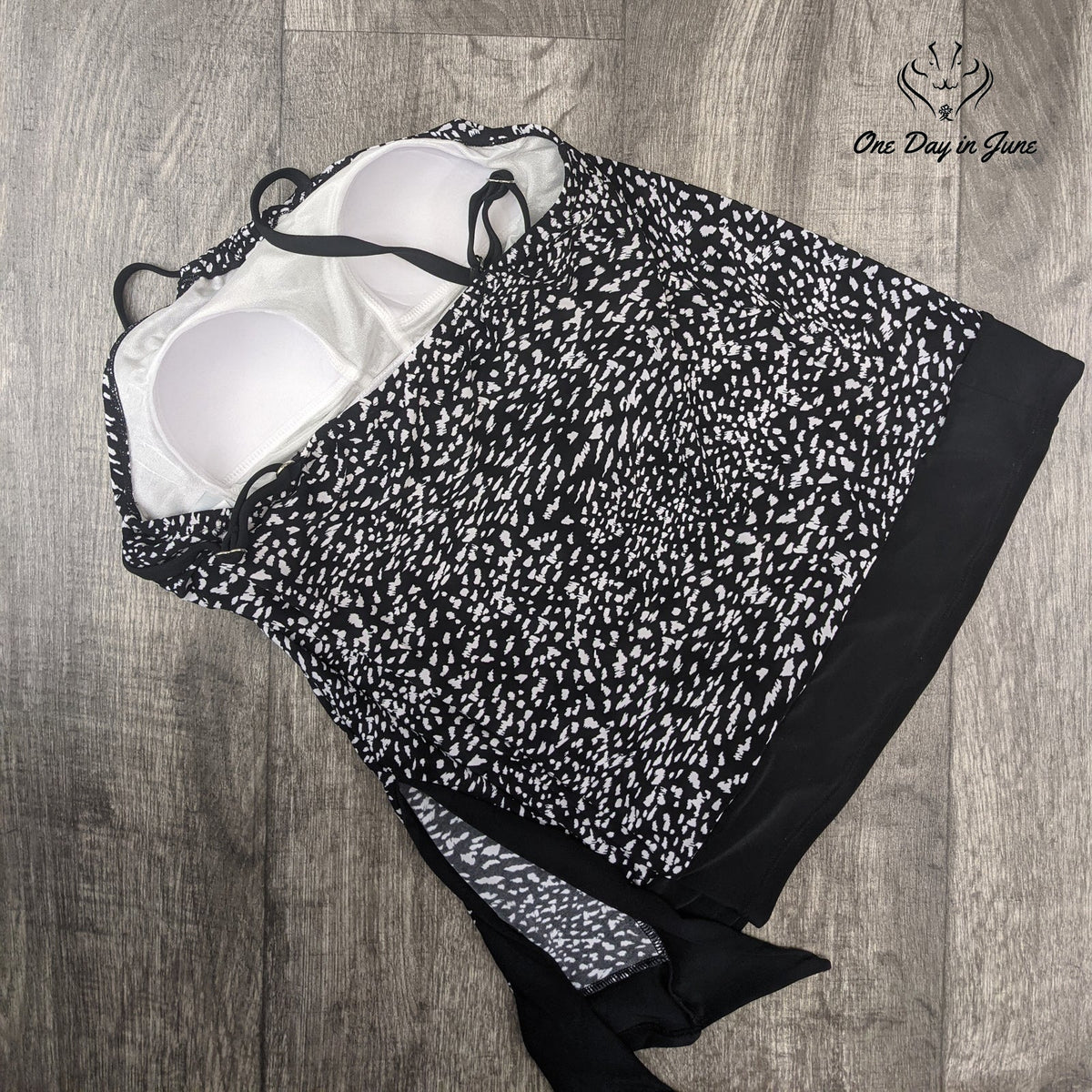 Coastal Blue Asymmetrical Hem Tankini Top Size L