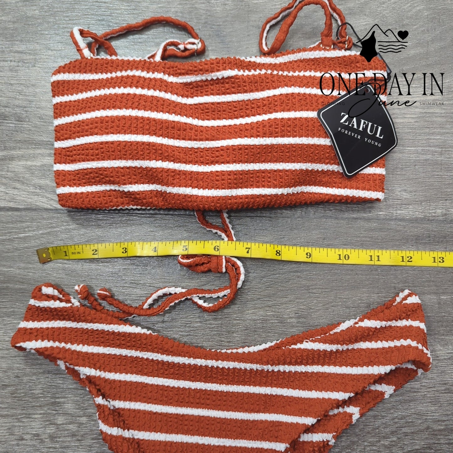 Zaful Textured Bandeau Bikini Swimsuit Size S