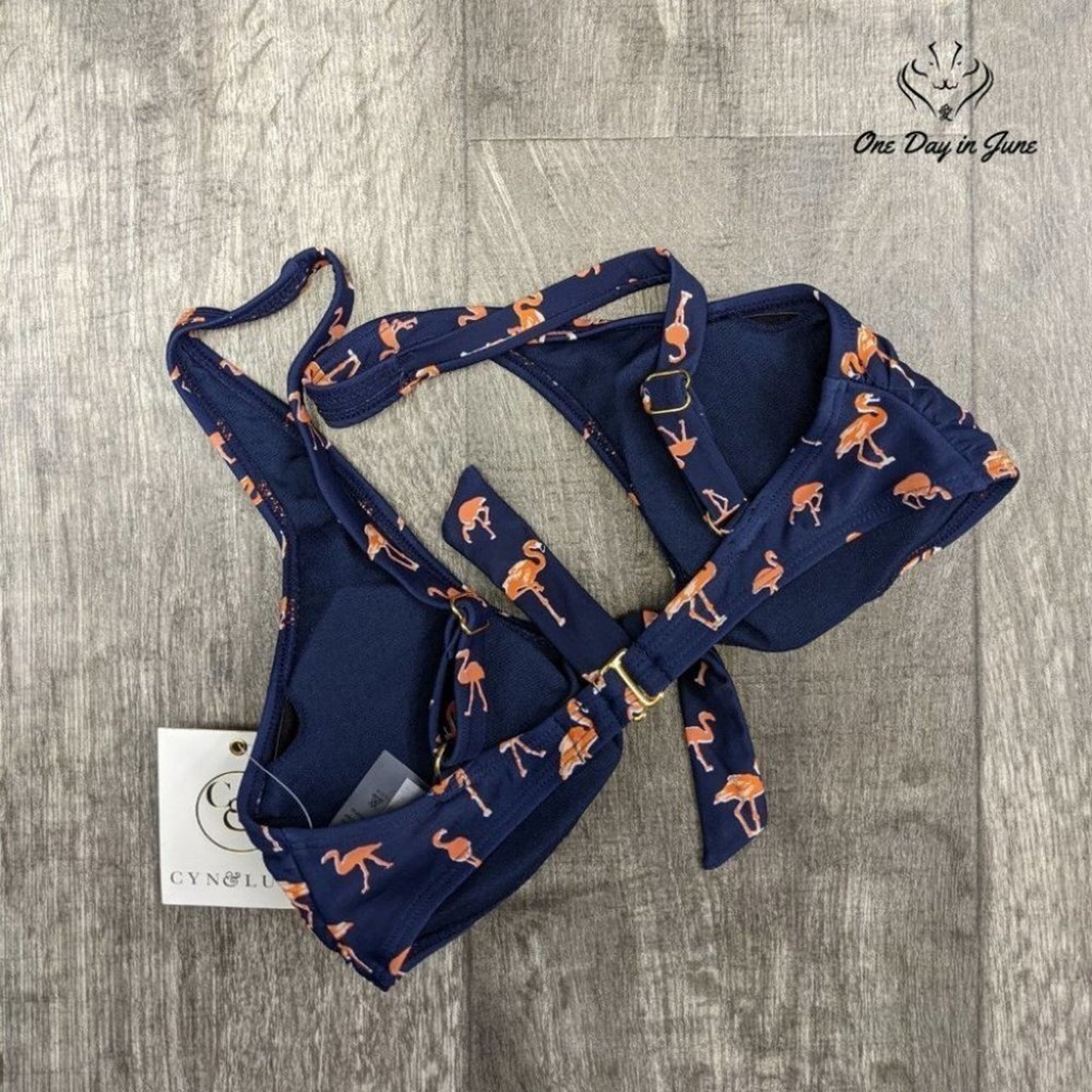 Cyn Luca Standard Tie Front Bikini Top Swimsuit Size L