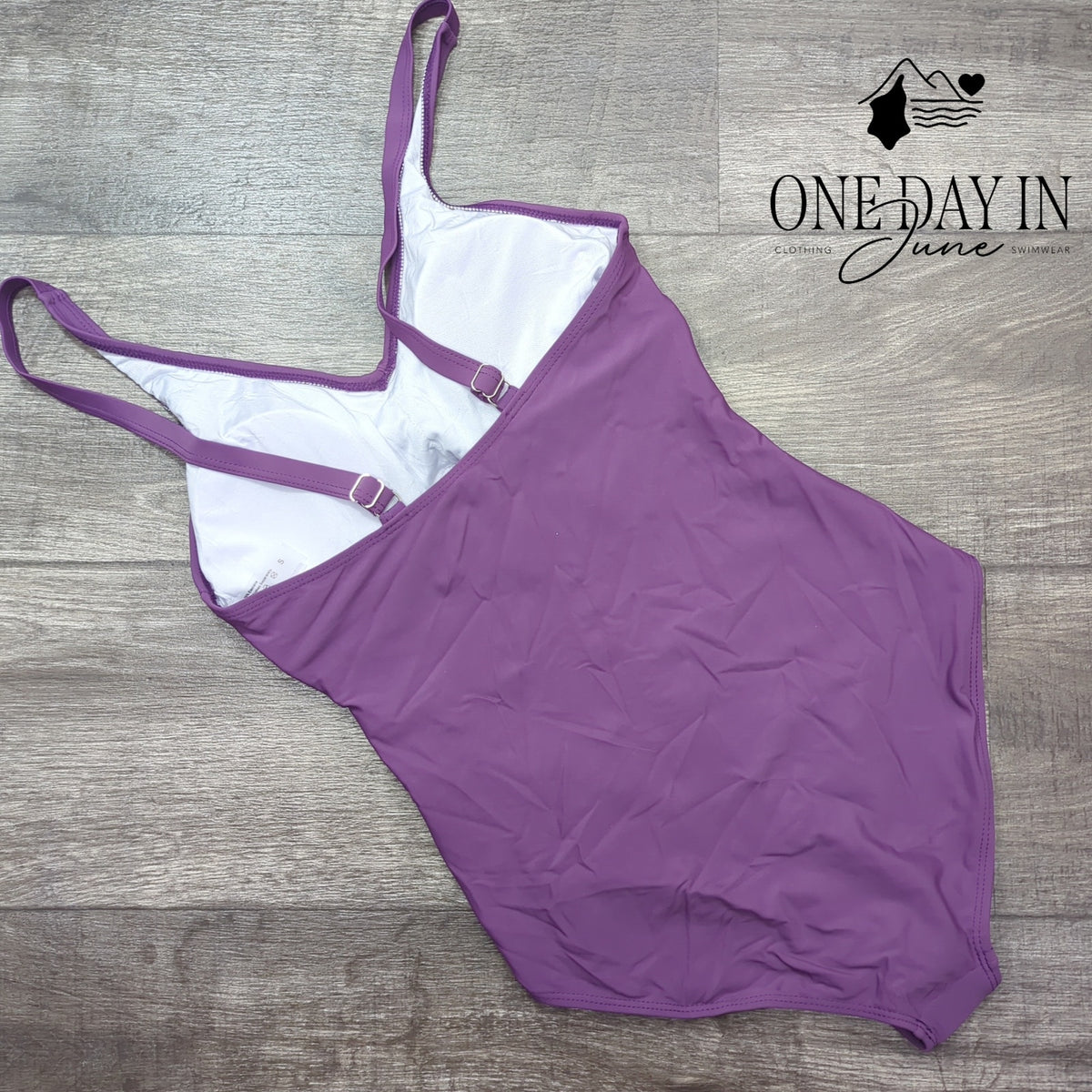 Adisputent Twist Front One Piece Swimdress Purple Ruched Swimsuit Size S