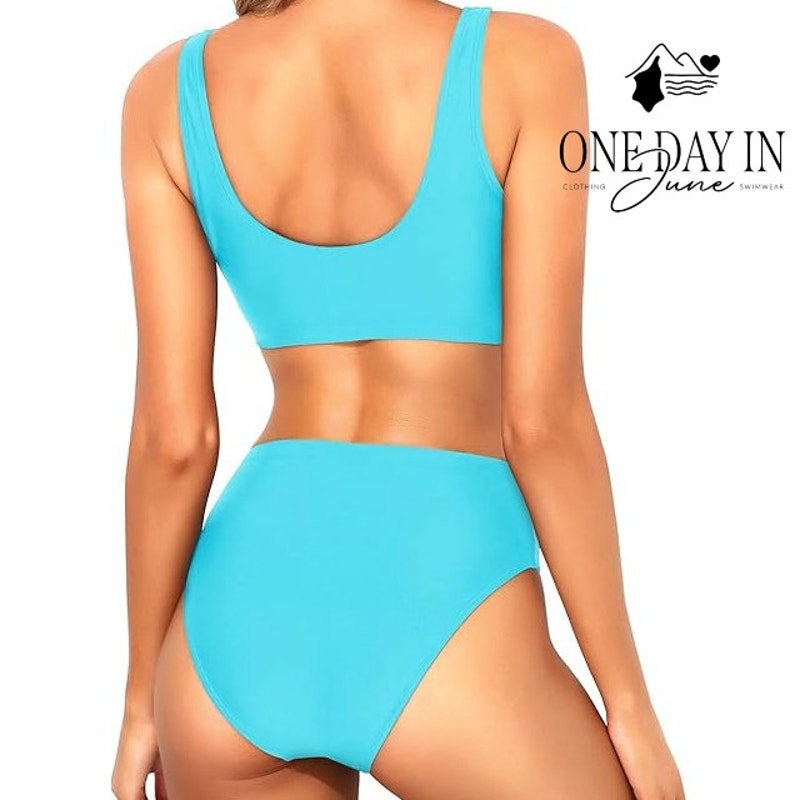 Tempt me High Waist Crop Bikini Swimsuit Size L