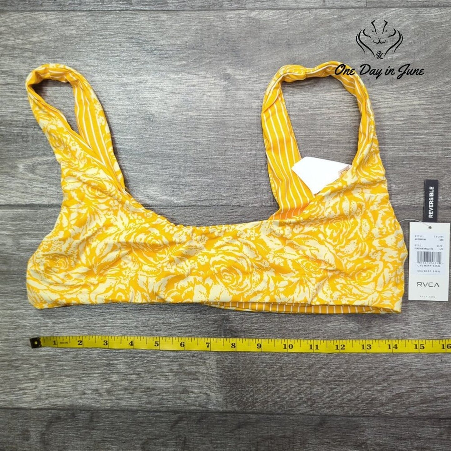 RVCA Forever Bralette Reversible Bikini Top Size L