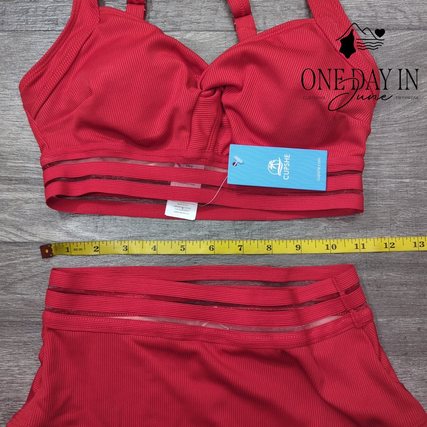 Cupshe Twist Front Ribbed High Waist Bikini Swimsuit Size S