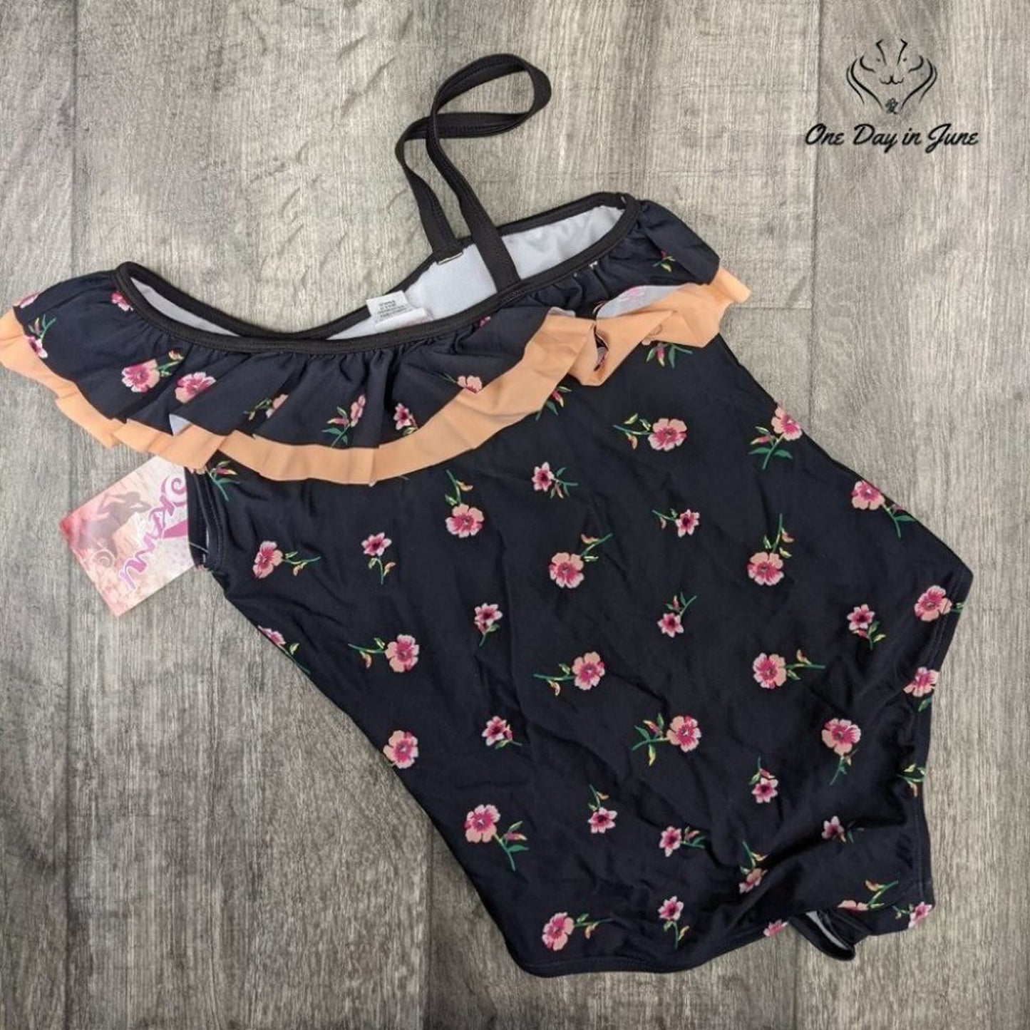 Kanu Surf Morgan Floral One Shoulder One Piece Swimsuit Size 14