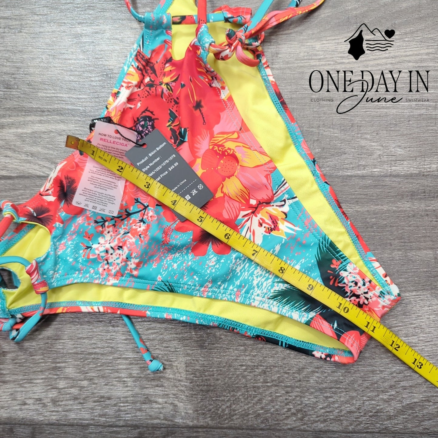 Relleciga High Cut Tie Side Bikini Bottom Size M