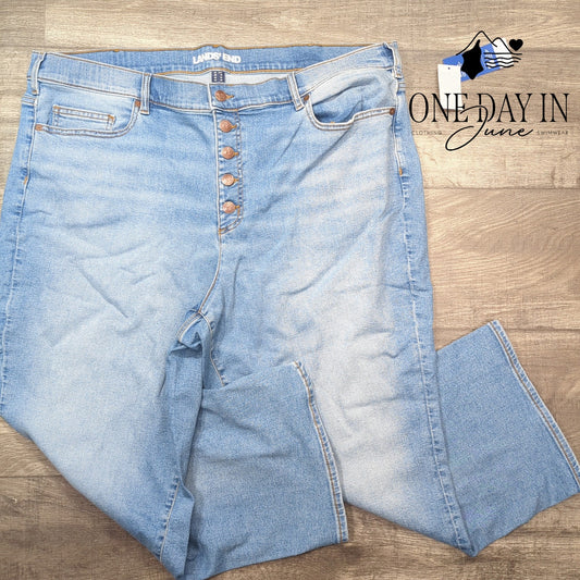 Land's End Plus Size Button Fly Crop Jeans Size 24W