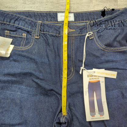 Gogo Jeans Jeans High Rise Wide Leg Jeans Juniors Dark Wash Cuffed NWT Size 9