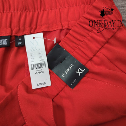 New York & Company 7th Avenue Shorts Red 4" Stretch Tie Waist NWT Size XL