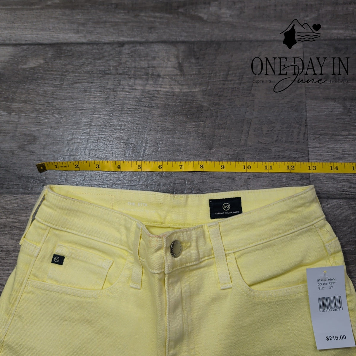 AG Adriano Goldschmied The Etta High Rise Wide Leg Crop Jeans Yellow NWT Size 4