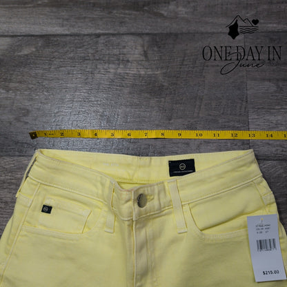 AG Adriano Goldschmied The Etta High Rise Wide Leg Crop Jeans Yellow NWT Size 4