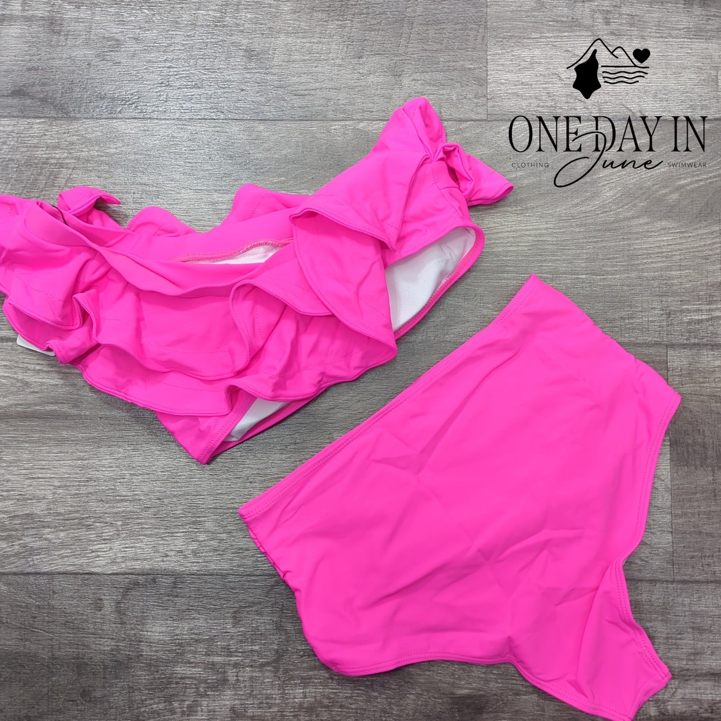 Sporlike One Shoulder Ruffle High Waist Bikini Swimsuit Size M