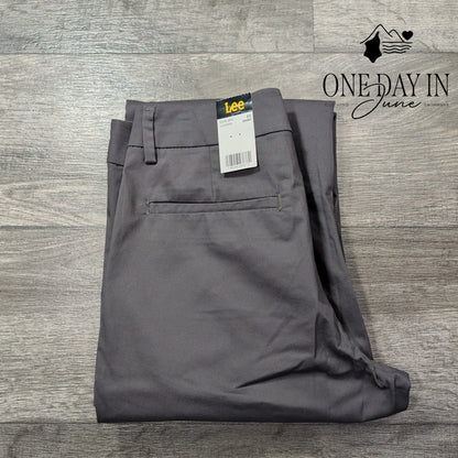 Lee Wrinkle Free Mid Rise Bootcut Dress Pants Gray NWT Size 8S