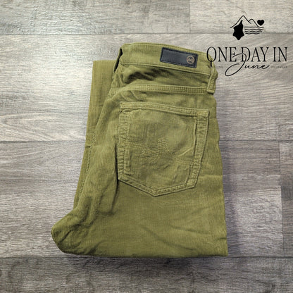 AG Adriano Goldschmied The Mari High Rise Straight Corduroy Olive NWT Size 4