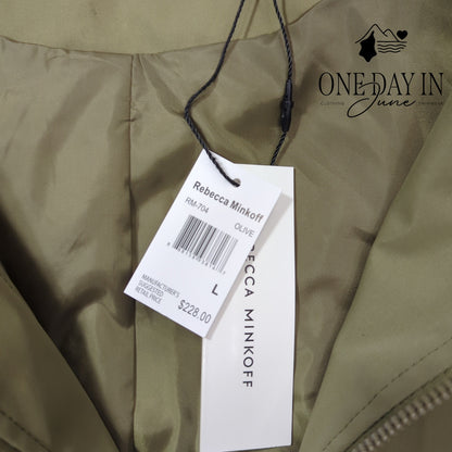 Rebecca Minkoff Oversized Trench Coat Olive NWT Missing Belt $228 Size L