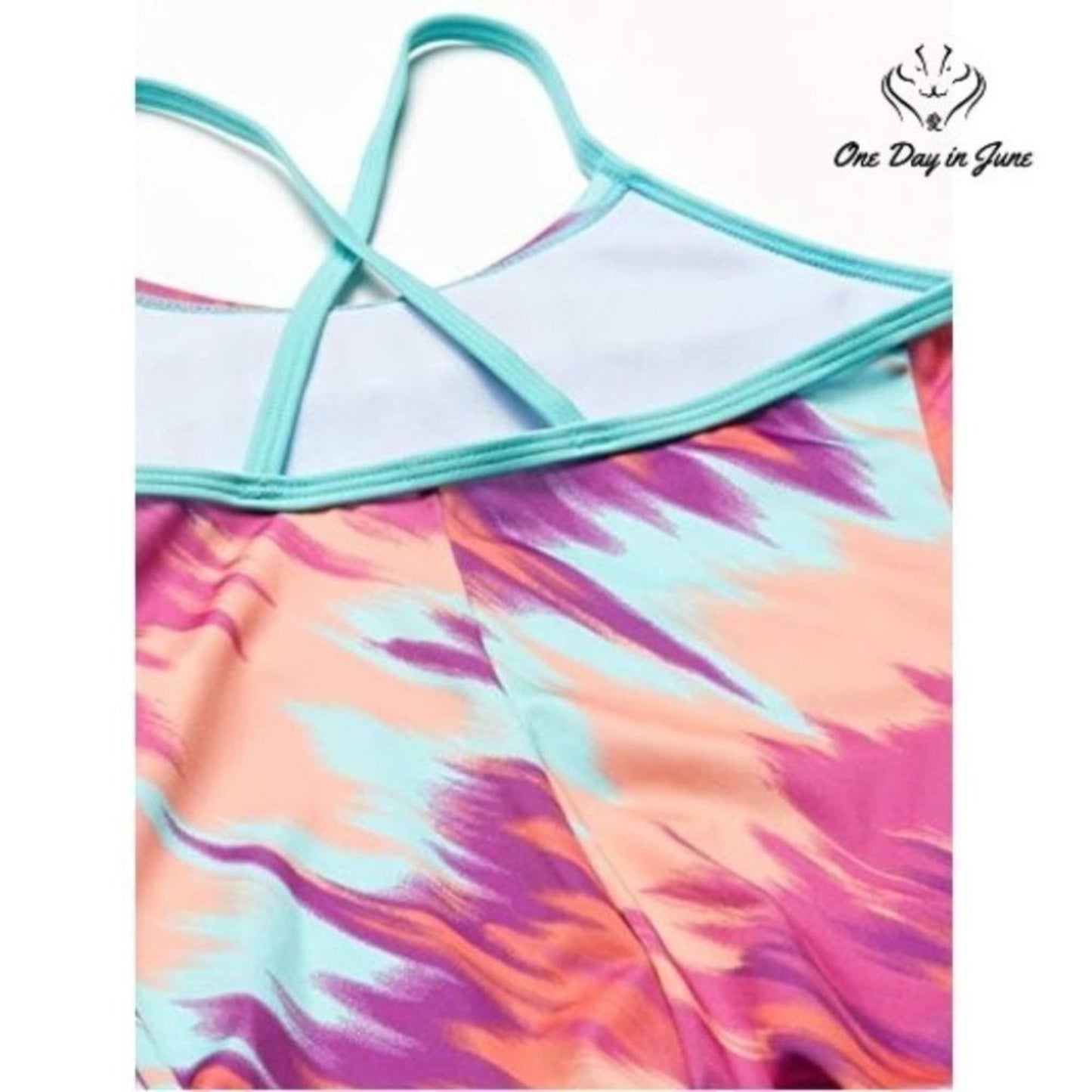 Nike Crossback One Piece Swimsuit Abstract Print Purple Orange Blue NWT Size XS