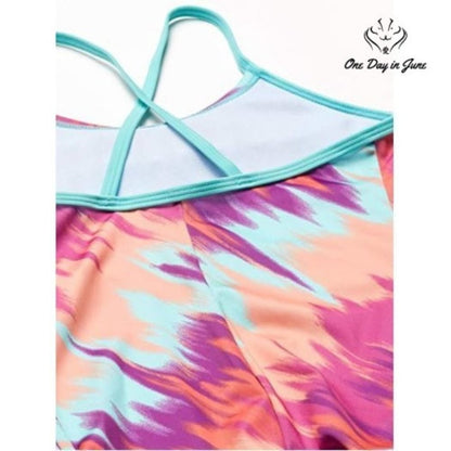 Nike Crossback One Piece Swimsuit Abstract Print Purple Orange Blue NWT Size XS