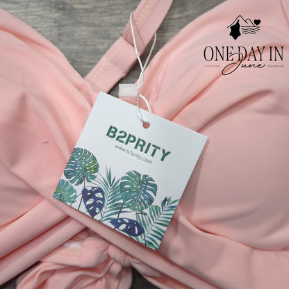 B2Prity Twist Front Cut Out Tie Back Swimdress One Piece Swimsuit Size M