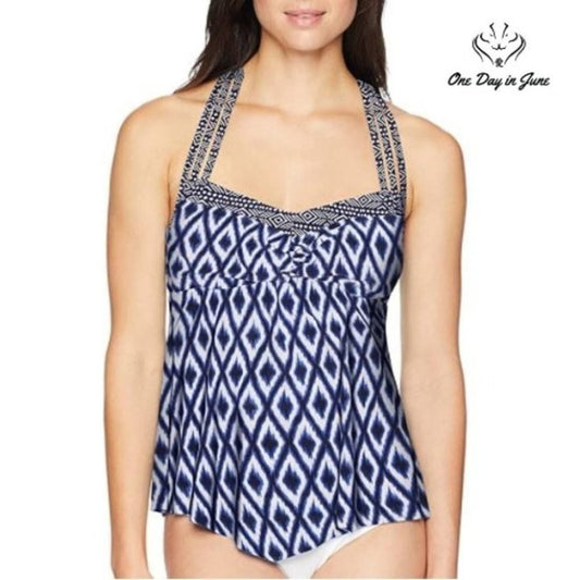 Coastal Blue Halter Neck Tankini Top Size M (8-10)
