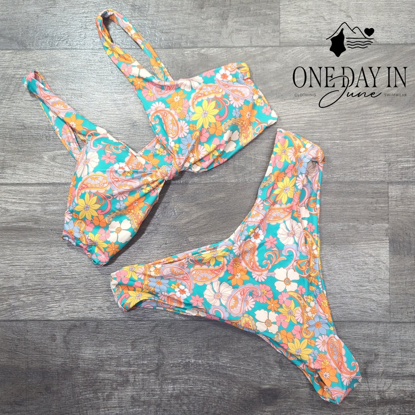 Charmo Knot Front Cheeky Bikini Swimsuit Size L