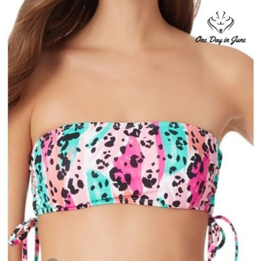Sugar Beach Animal Bandeau Bikini Top Size L