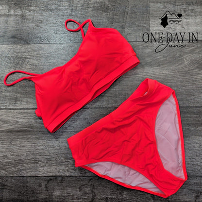 Pink Queen Crop Bikini Swimsuit Size M
