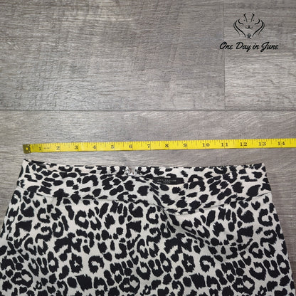 Ann Taylor Petite Leopard Print Pencil Mini Skirt Black White Size 0P