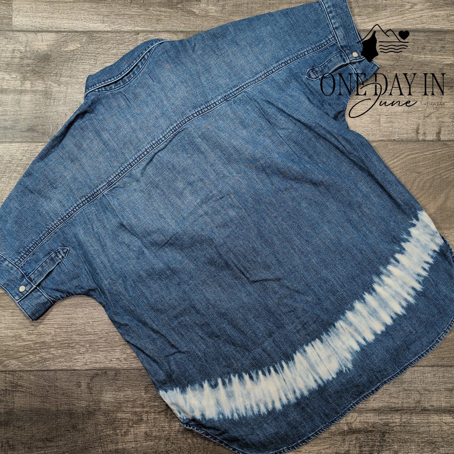 Madewell Shibori Snap Front Denim Top Size S