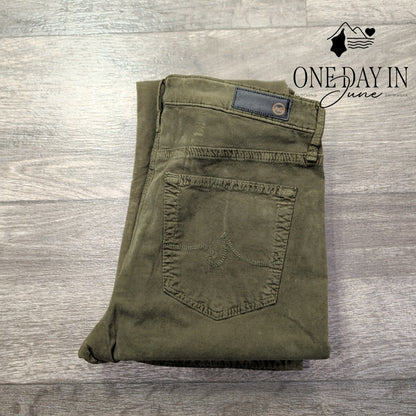 AG Adriano Goldschmied Jodi Crop Velveteen Flare Pants Olive NWT $215 Size 4 (27