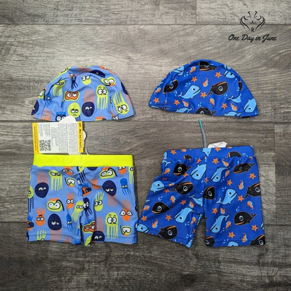 Bonverano 50+ Sun Protection Swim Shorts with Sun Cap 2 Pack Size 3-6 Mths