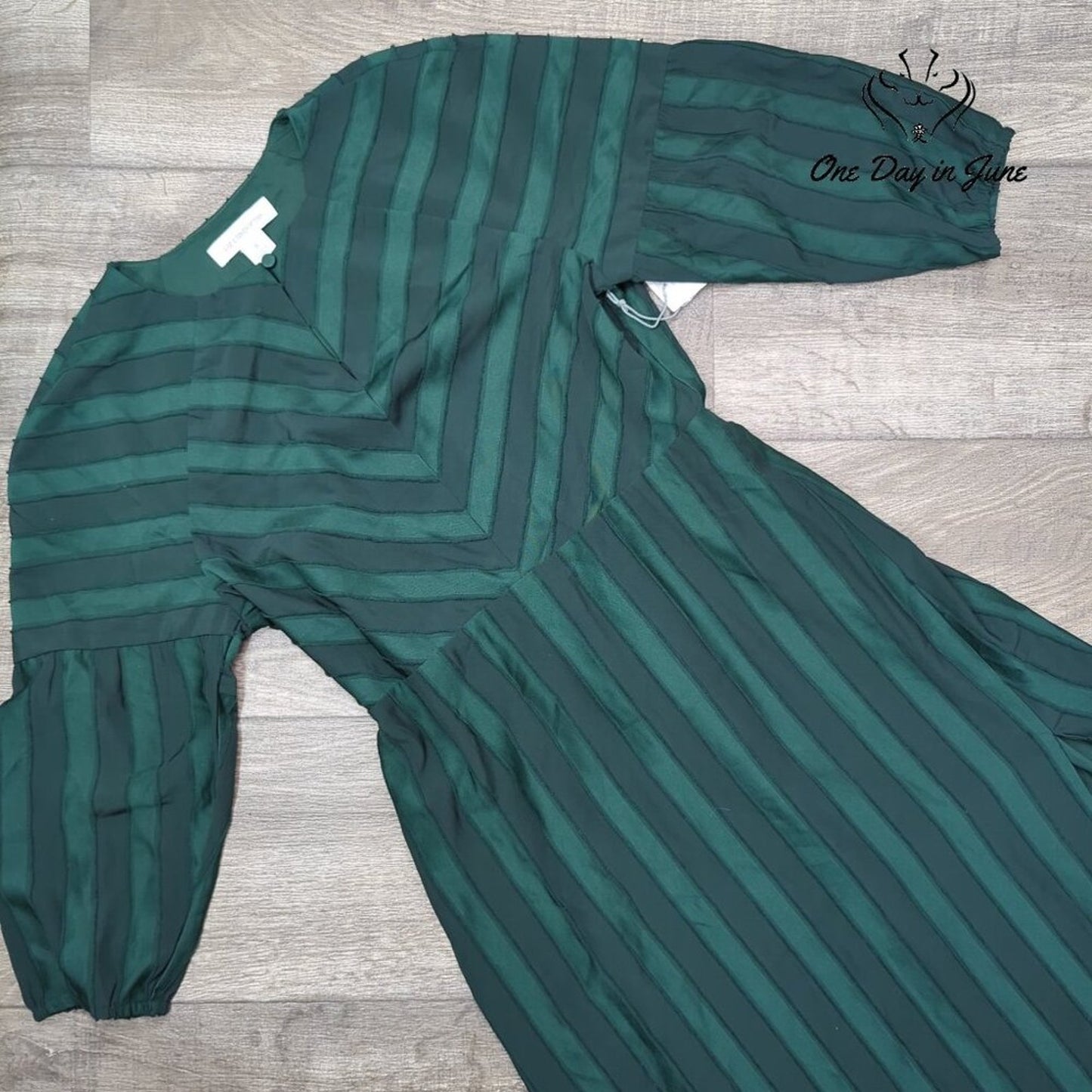 Liz Claiborne Half Sleeve Striped Mysterious Green Dress Size S