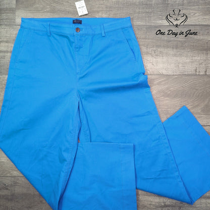 J. Crew High Rise Wide Leg Chino Pants Bright Blue NWT Size 14