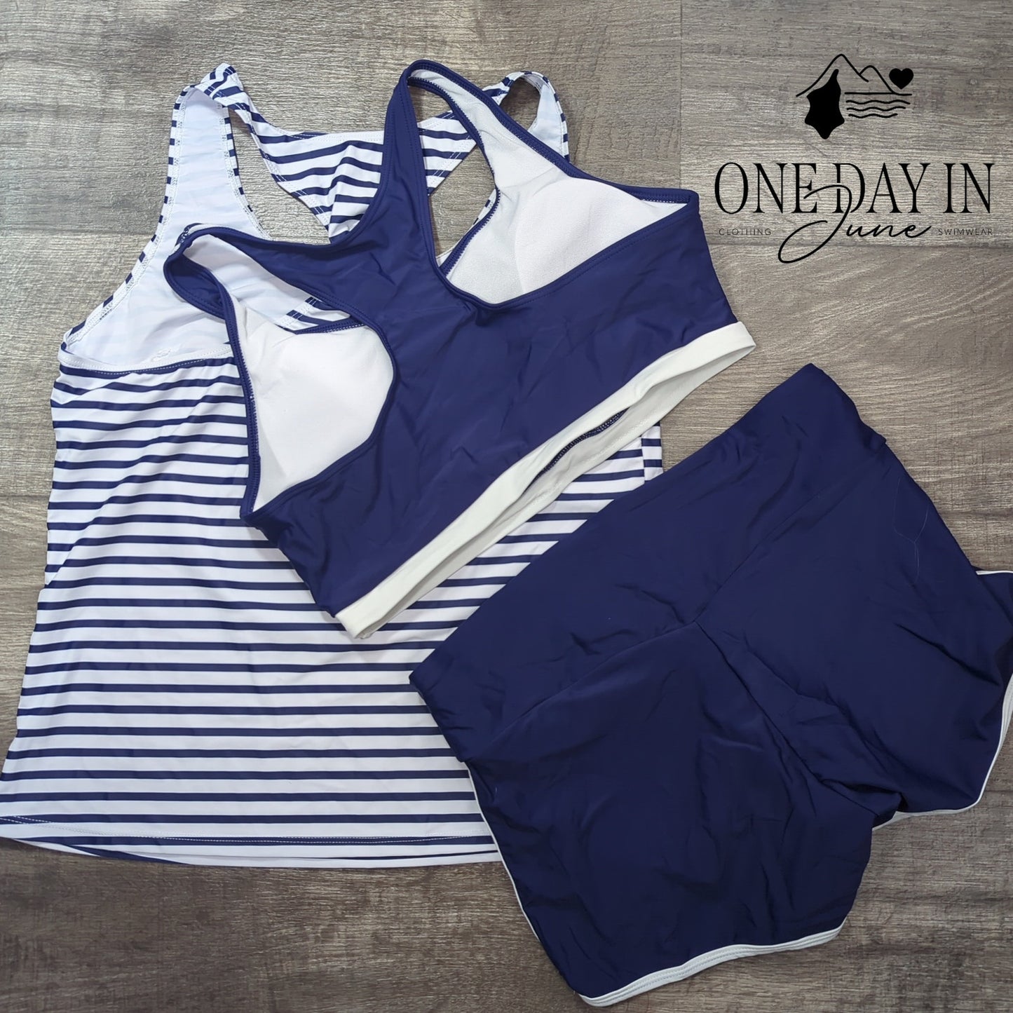 Zando Boyshort Crop 3 Piece Bikini Swimsuit Size L