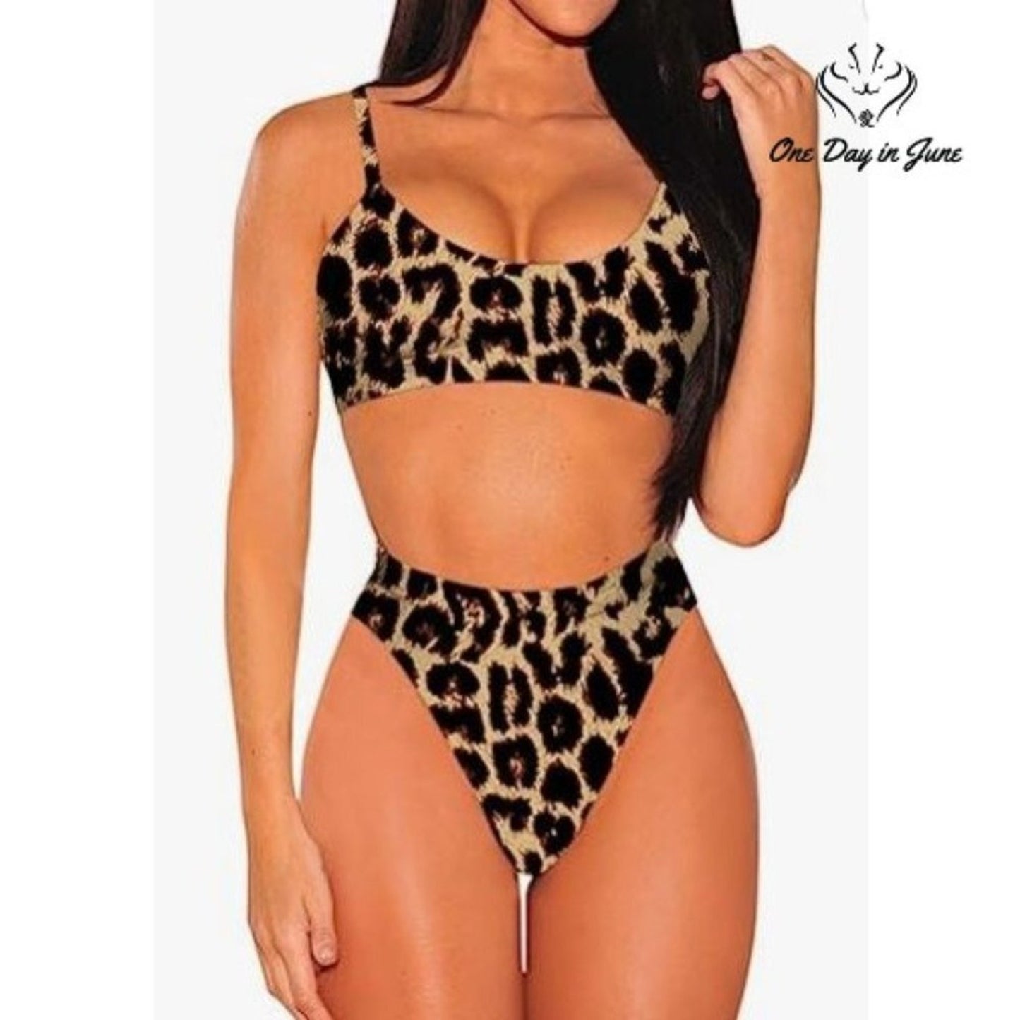 Pink Queen Crop Spaghetti Strap Bikini Swimsuit Size L