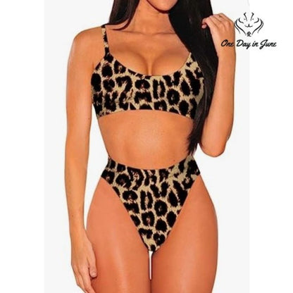 Pink Queen Crop Spaghetti Strap Bikini Swimsuit Size L