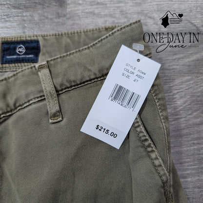 AG Adriano Goldschmied The Caden Tailored Trouser Pants Olive Green NWT Size 4